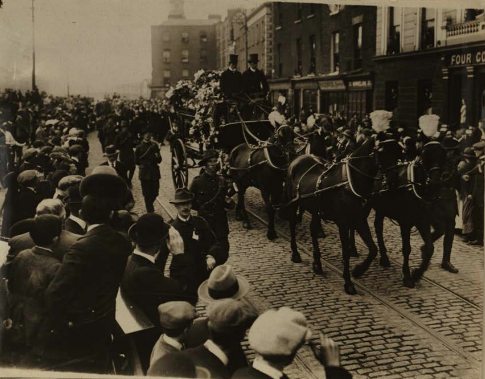 Thomas Ashes funeral procession in Dublin city centre after his death in September 1917